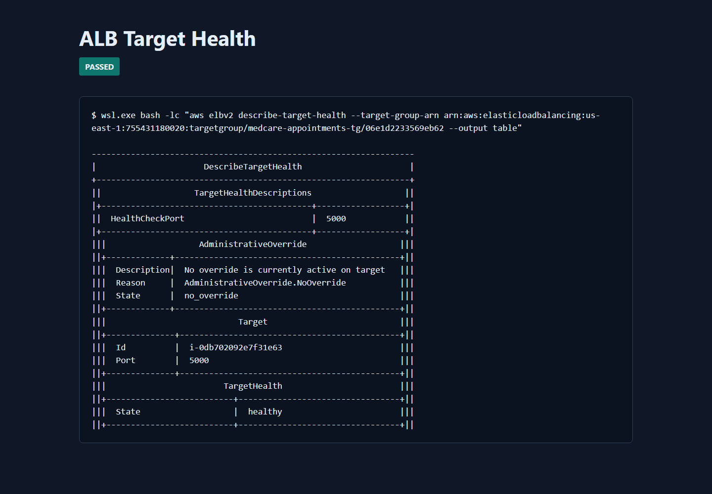 Healthy ALB target group
