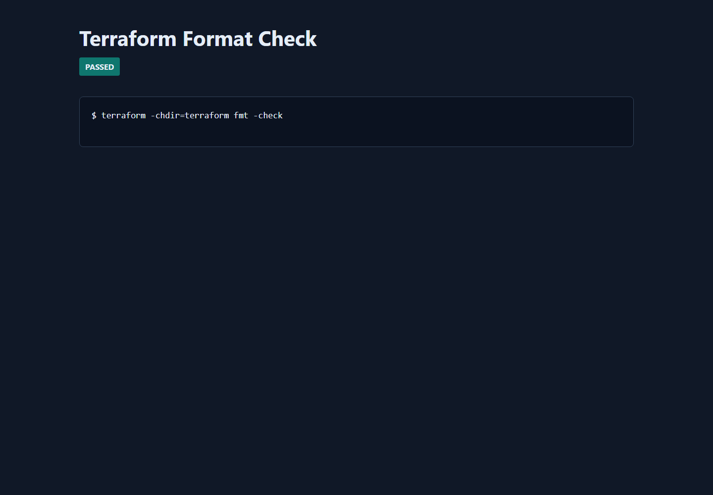 Terraform format check
