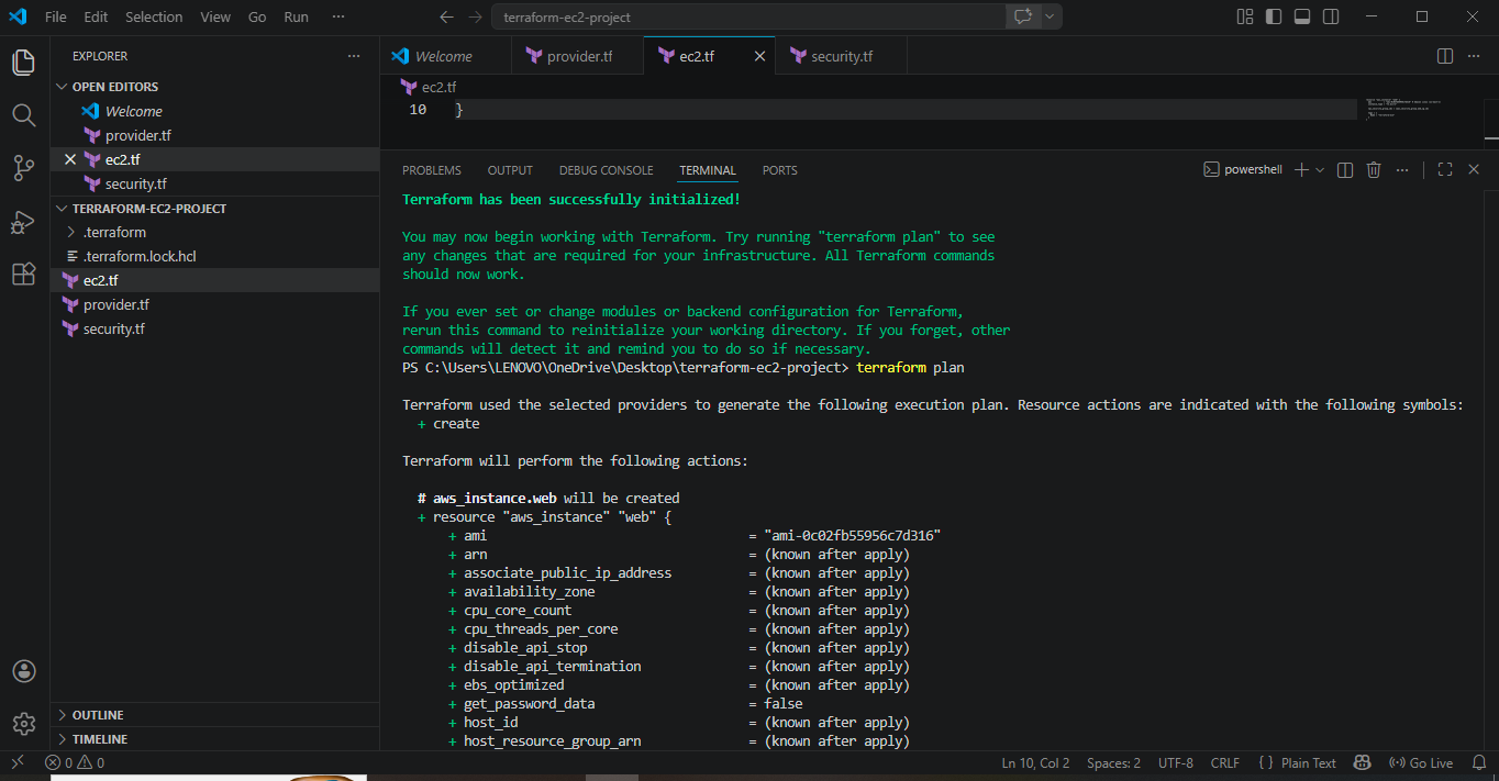 Connected to EC2 instance